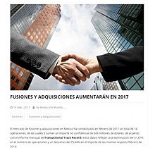 Fusiones y adquisiciones aumentarn en 2017